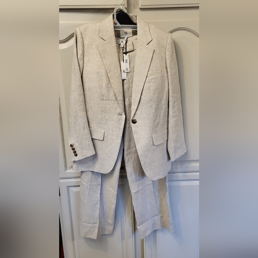 Women Beige Linen Suit